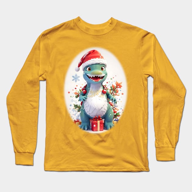 Dinosaur Christmas Long Sleeve T-Shirt by Jurassic Merch